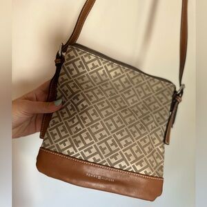 Tommy Hilfiger Beige and Brown Crossbody Bag